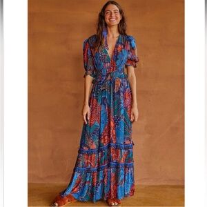 FARM Rio Blue Cool Leopards Maxi Dress